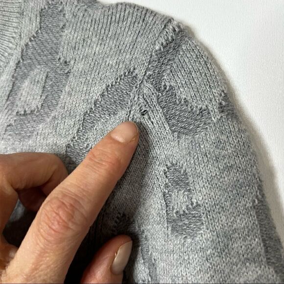 Joie Gray Lilibeth Leopard Animal Print Embossed Sweater - Picture 8 of 11